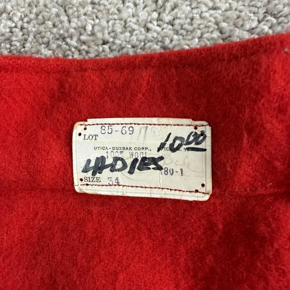 Vintage Duxbak Snow Pants Mens Medium Red Wool Lined Cuffed Winter Workwear